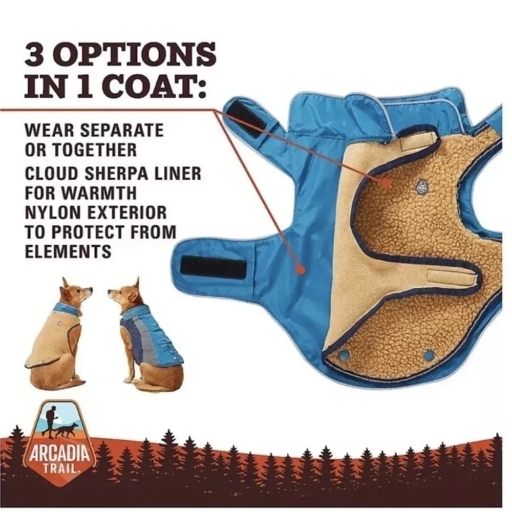 Arcadia vest dogs water proof 2 piece set vest and lining 3-IN-1 MULTIWEAR COAT